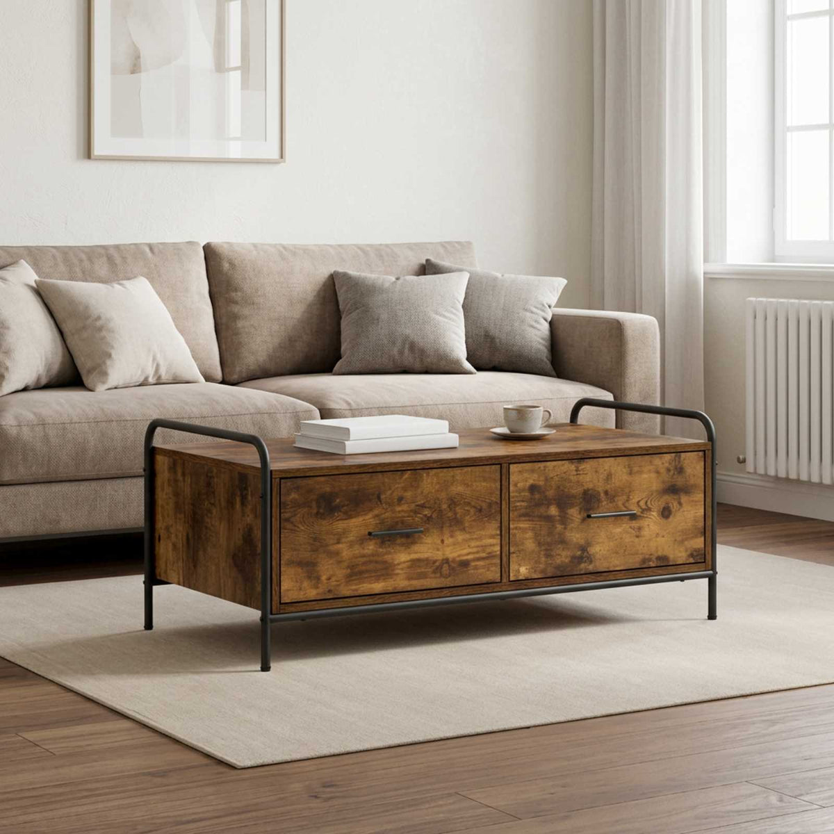 Coffee Table Smoked Oak 99.5 x 49 x 41 cm Engineered Wood