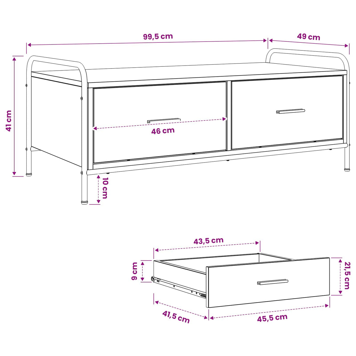 Coffee Table Artisan Oak 99.5 x 49 x 41 cm Engineered Wood