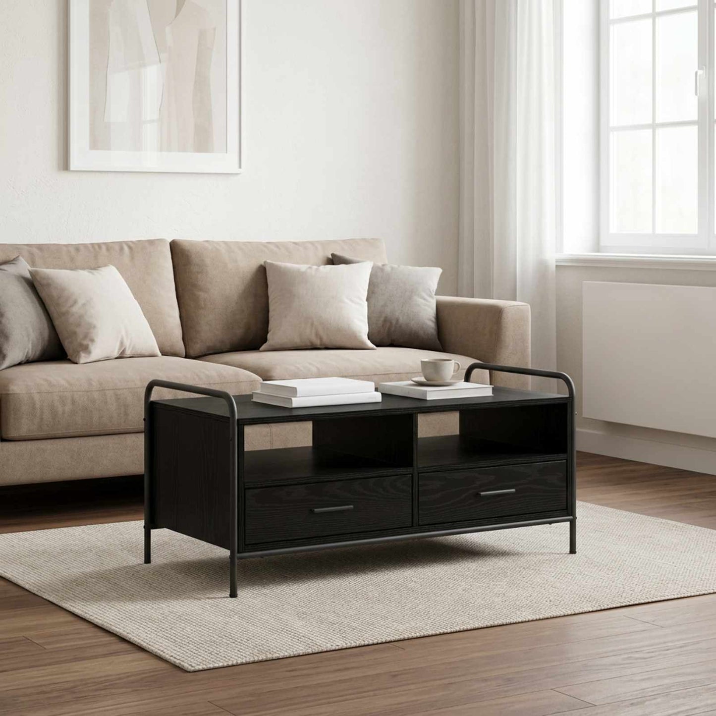 Coffee Table Black Oak 99.5 x 49 x 46 cm Engineered Wood