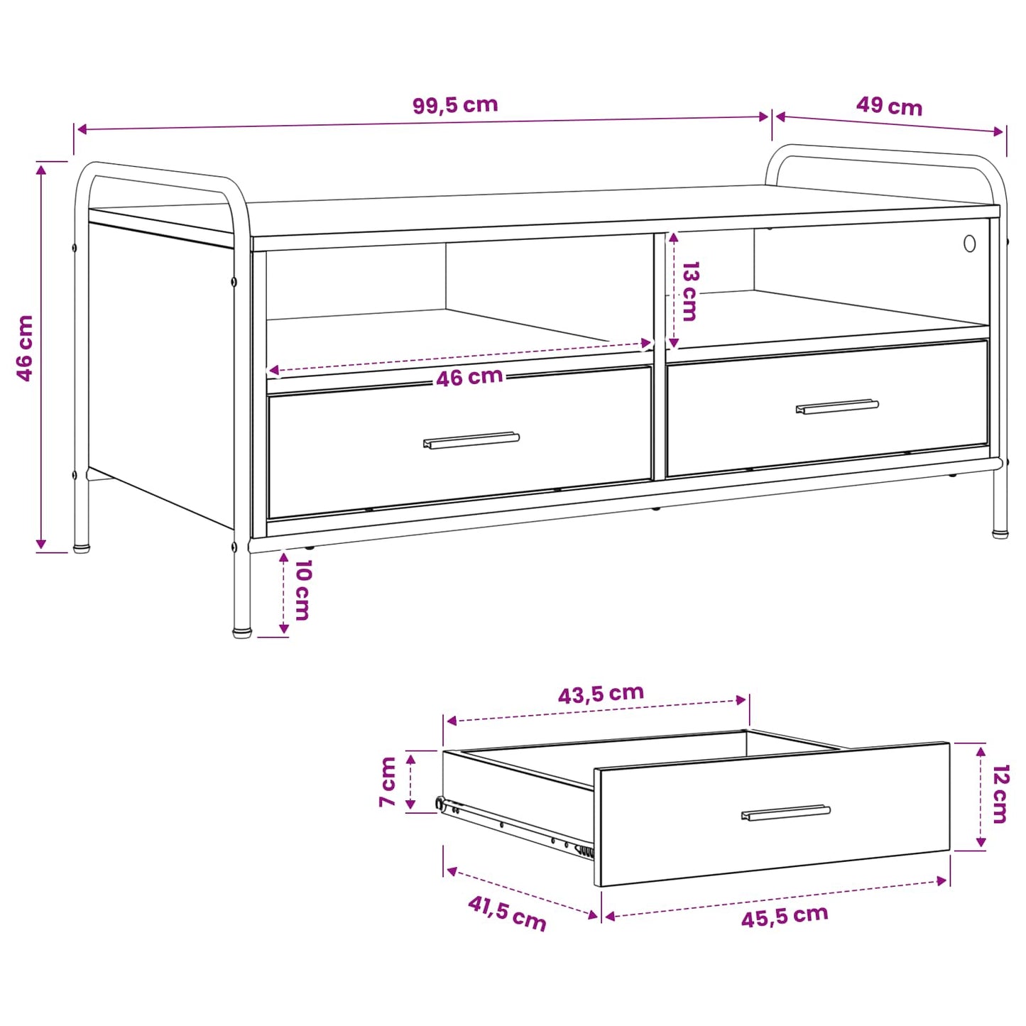 Coffee Table Smoked Oak 99.5 x 49 x 46 cm Engineered Wood