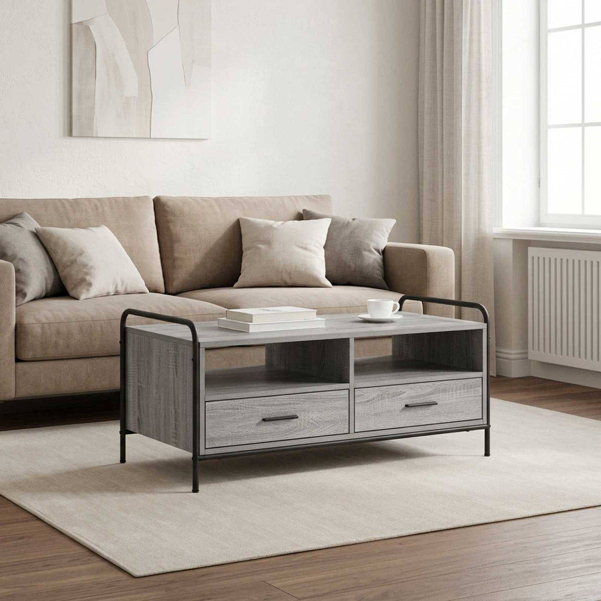 Coffee Table Grey Sonoma 99.5 x 49 x 46 cm Engineered Wood