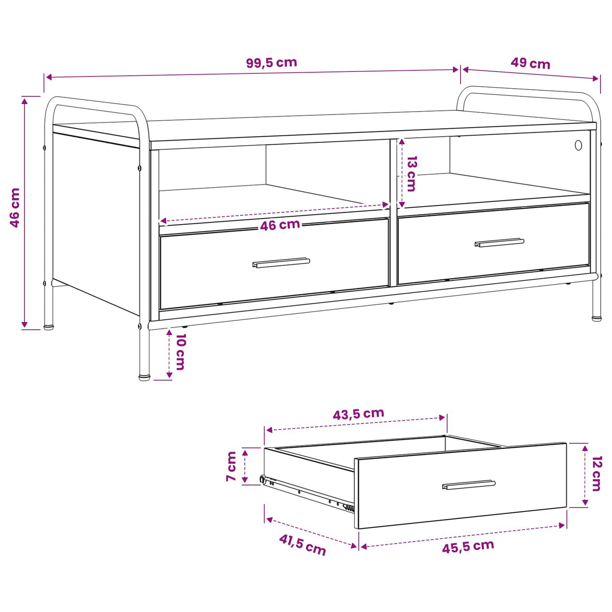 Coffee Table Grey Sonoma 99.5 x 49 x 46 cm Engineered Wood