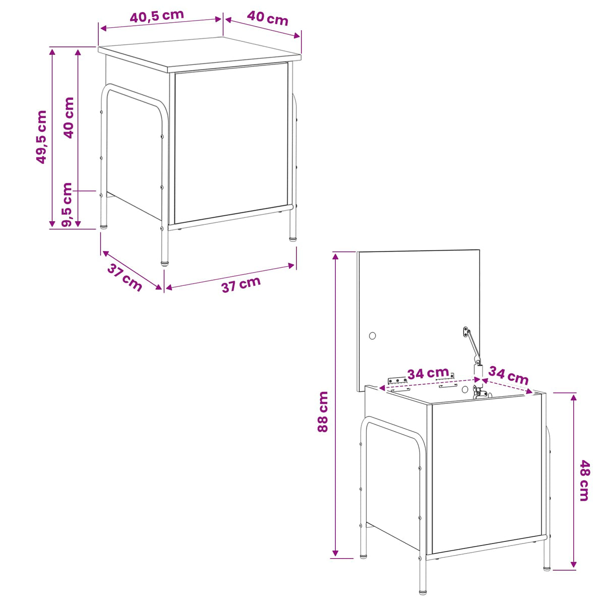 Storage Box Grey Sonoma 40.5 x 40 x 49.5 cm Engineered Wood