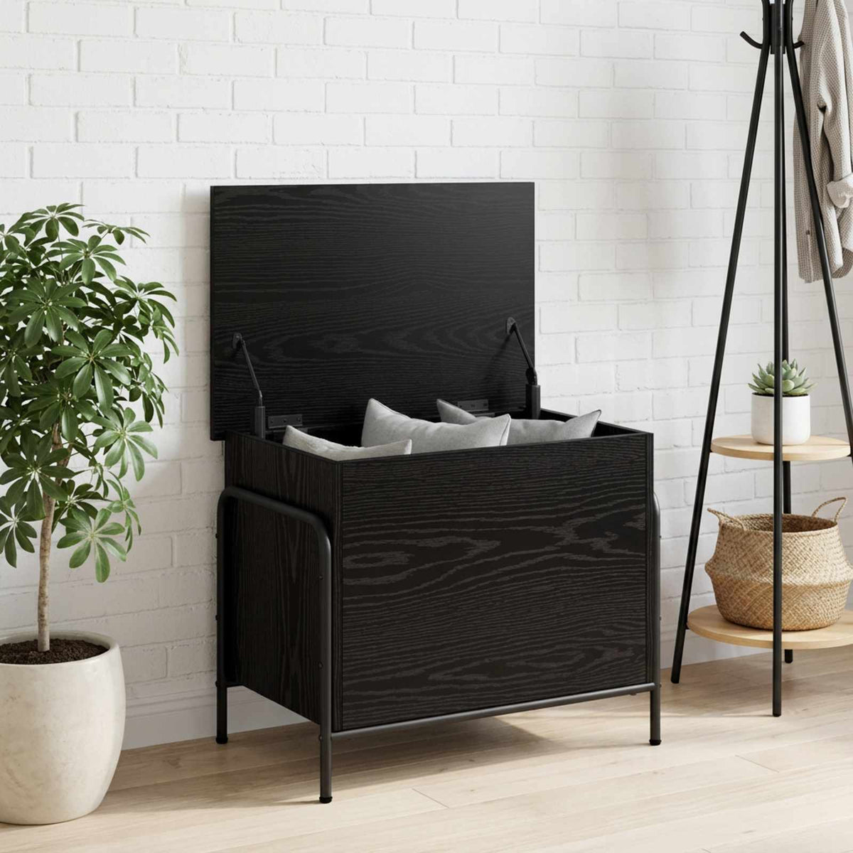 Storage Box Black Oak 60 x 40 x 49.5 cm Engineered Wood