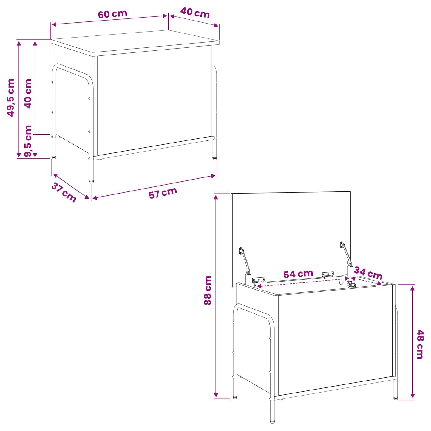 Storage Box Old Wood 60 x 40 x 49.5 cm Engineered Wood