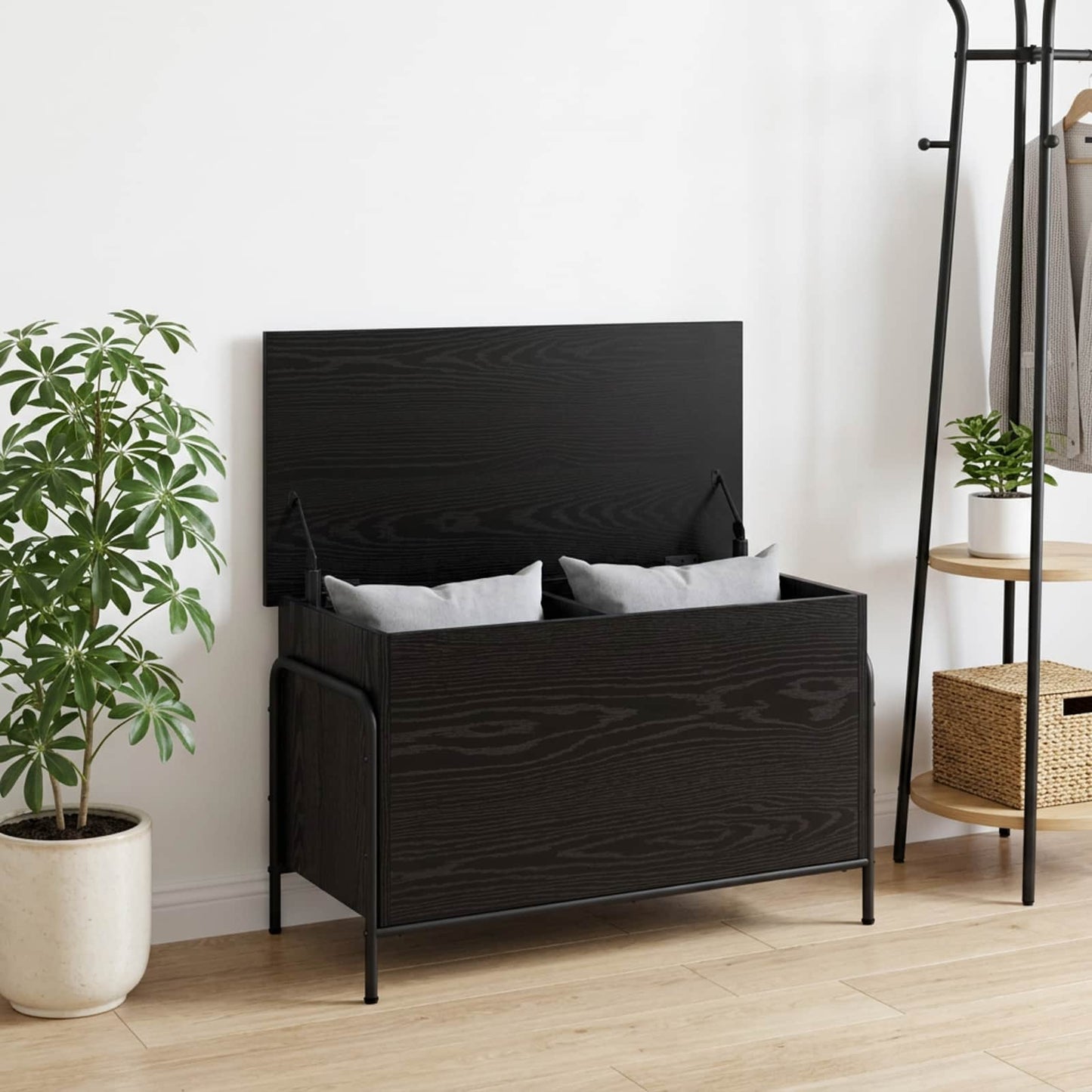 Storage Box Black Oak 80 x 40 x 49.5 cm Engineered Wood