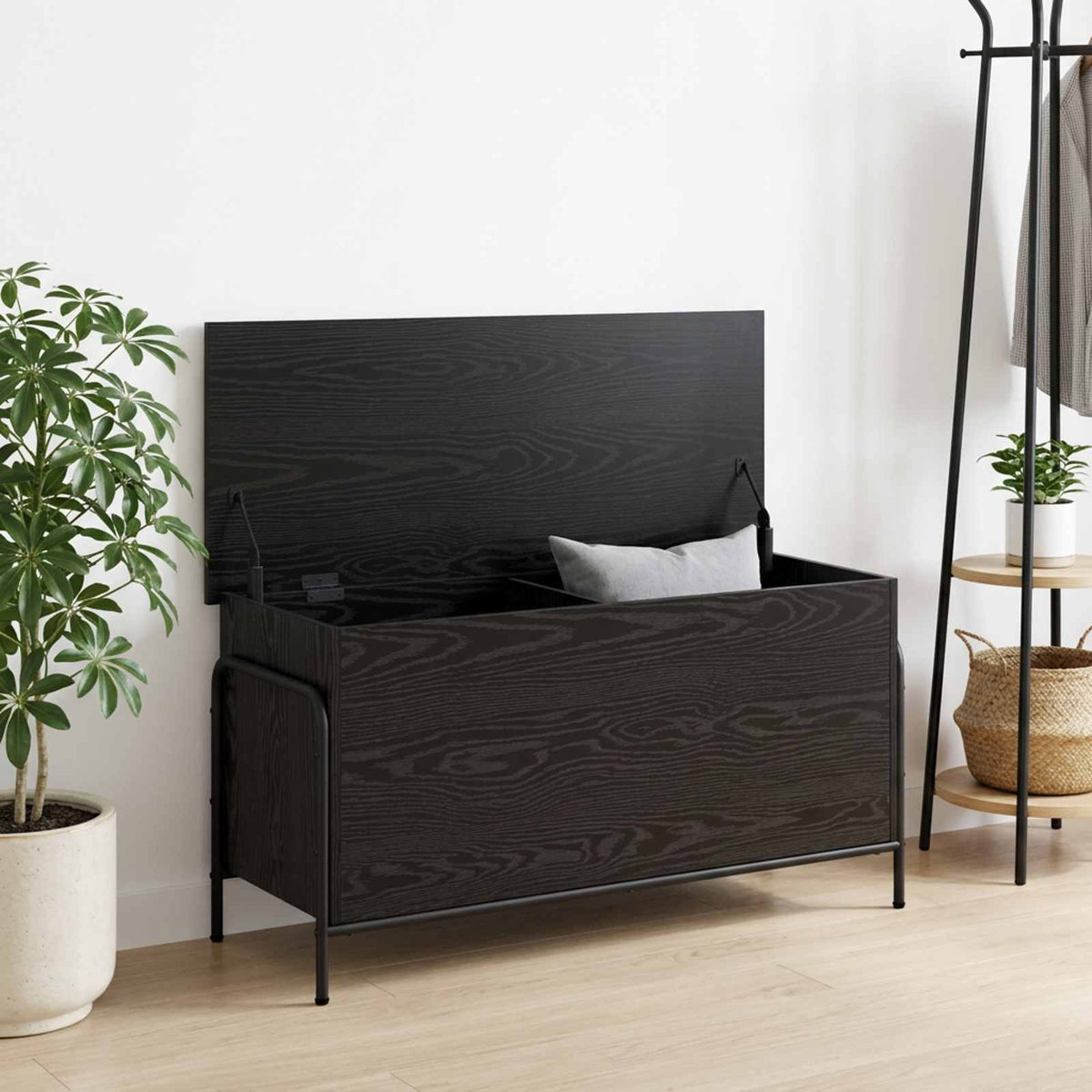 Storage Box Black Oak 100 x 40 x 49.5 cm Engineered Wood