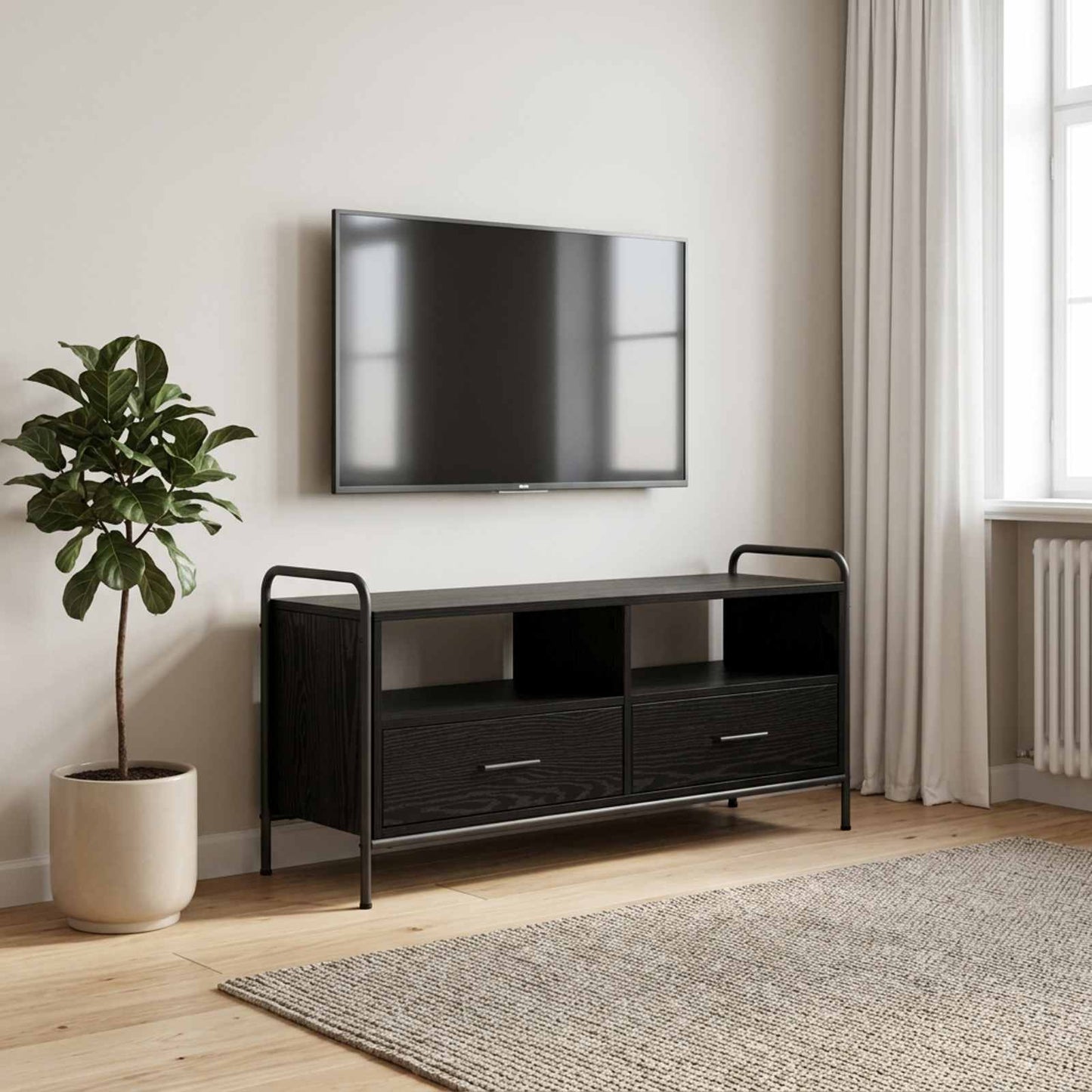 TV Cabinet 99.5 x 33 x 50 cm Black Oak Engineered Wood