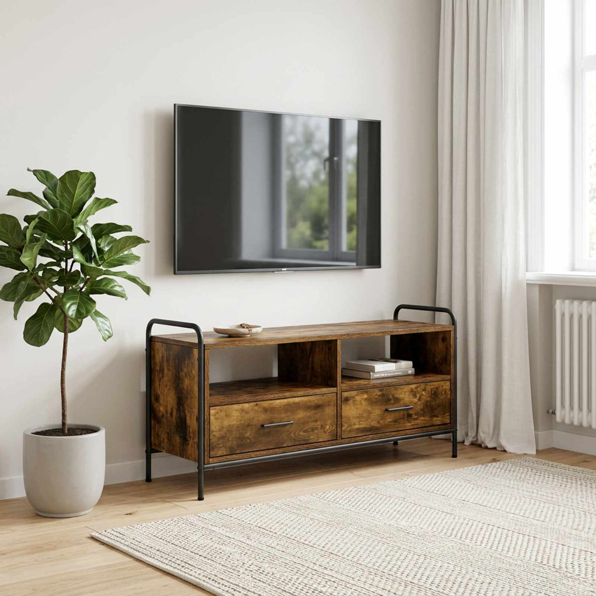 TV Cabinet 99.5 x 33 x 50 cm Smoked Oak Engineered Wood