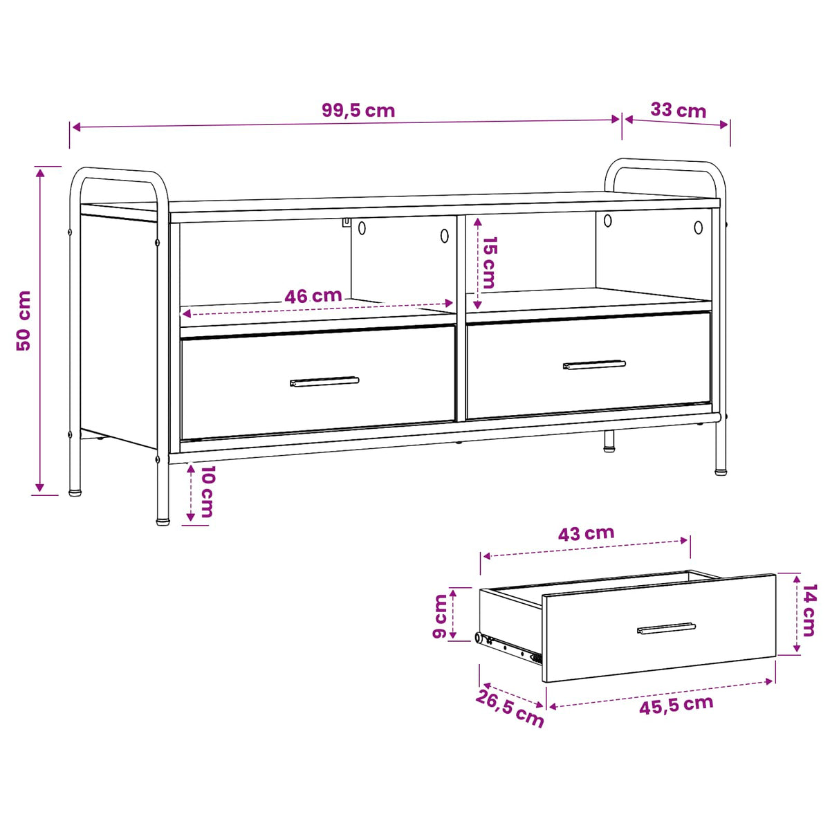 TV Cabinet 99.5 x 33 x 50 cm Artisan Oak Engineered Wood