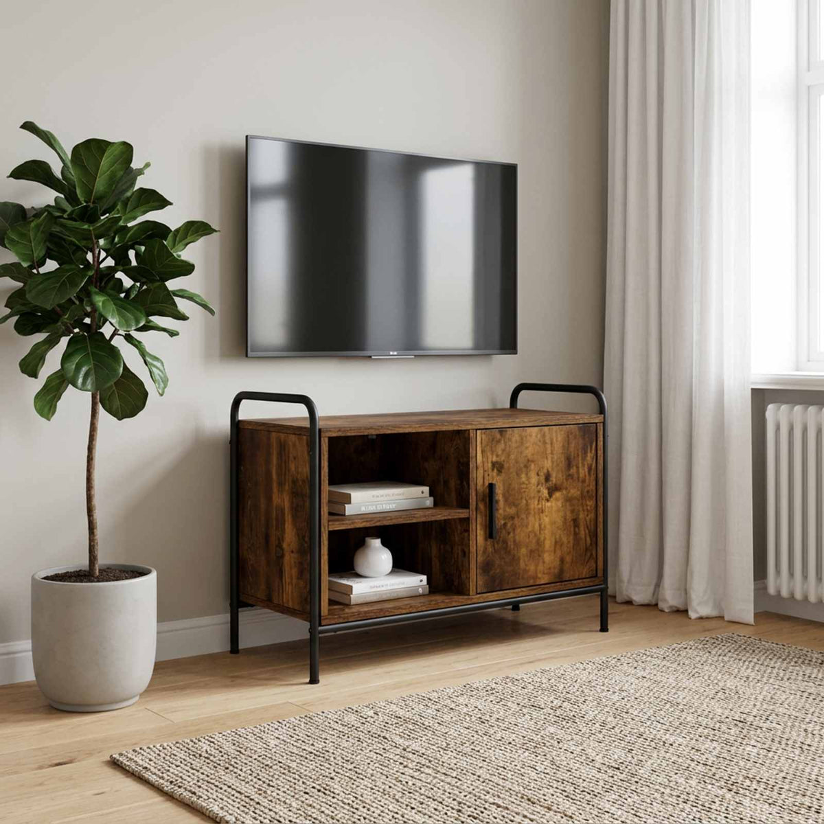 TV Cabinet 67.5 x 33 x 50 cm Smoked Oak Engineered Wood