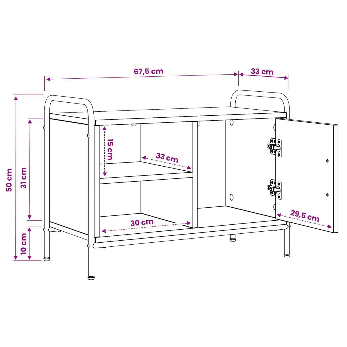 TV Cabinet 67.5 x 33 x 50 cm Smoked Oak Engineered Wood