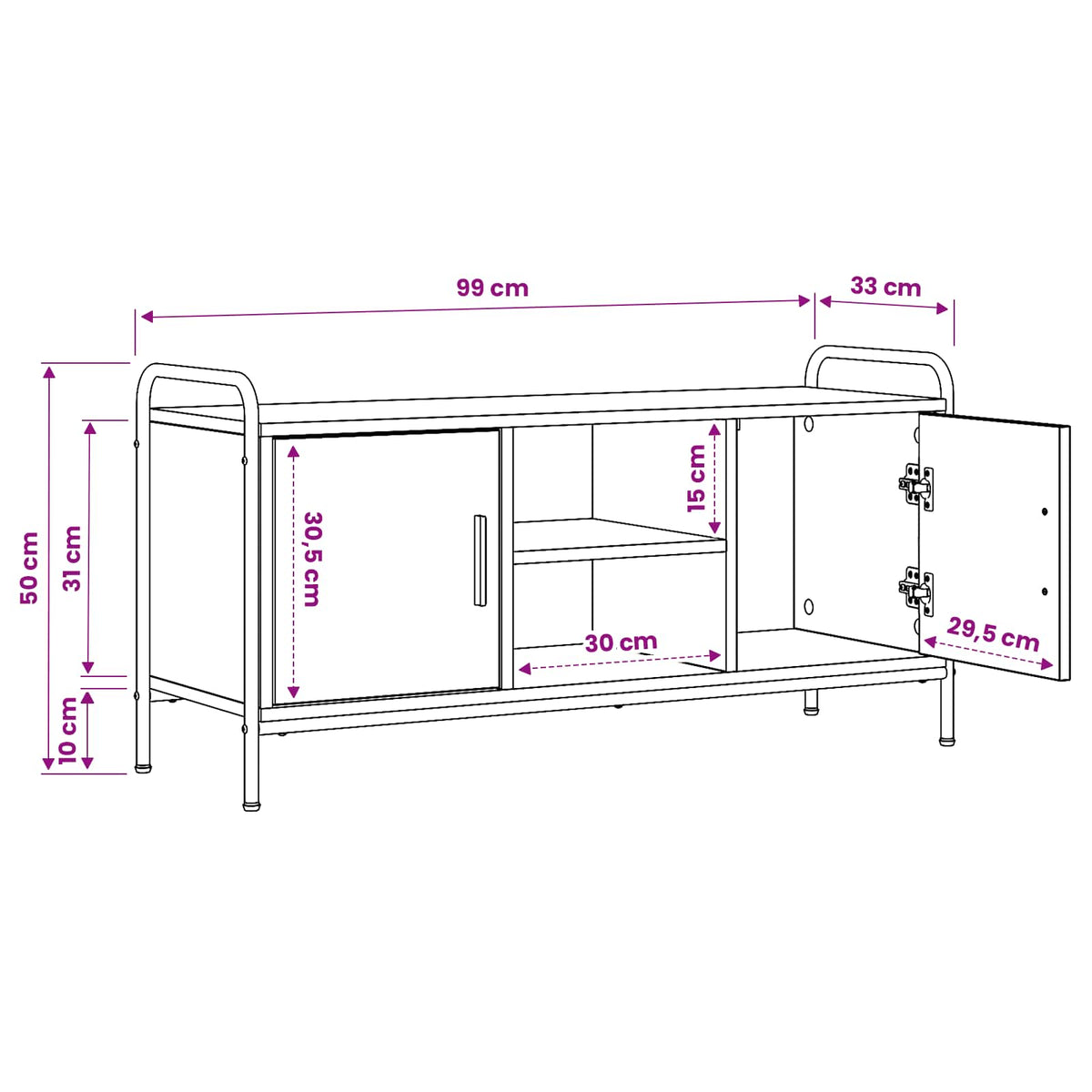 TV Cabinet 99 x 33 x 50 cm Artisan Oak Engineered Wood