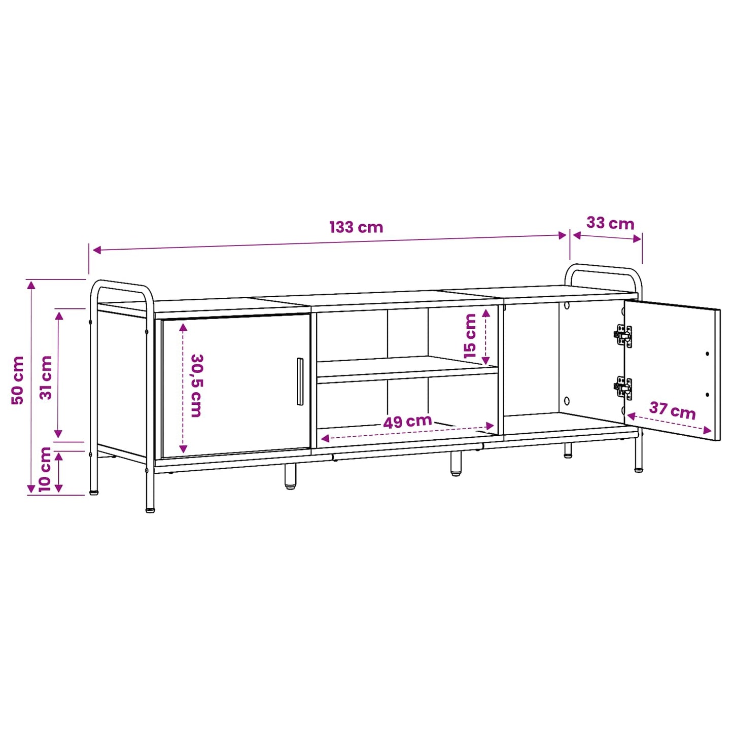 TV Cabinet 133 x 33 x 50 cm Artisan Oak Engineered Wood