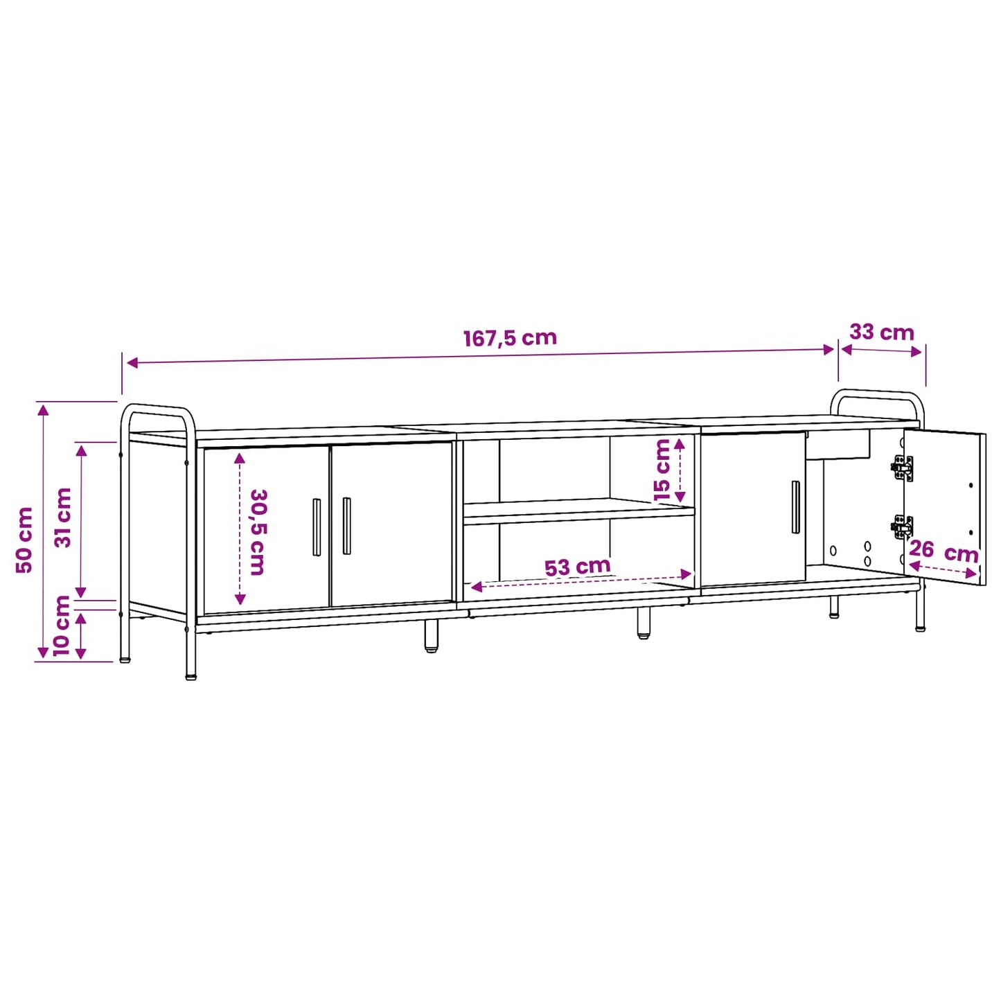 TV Cabinet 167.5 x 33 x 50 cm Artisan Oak Engineered Wood
