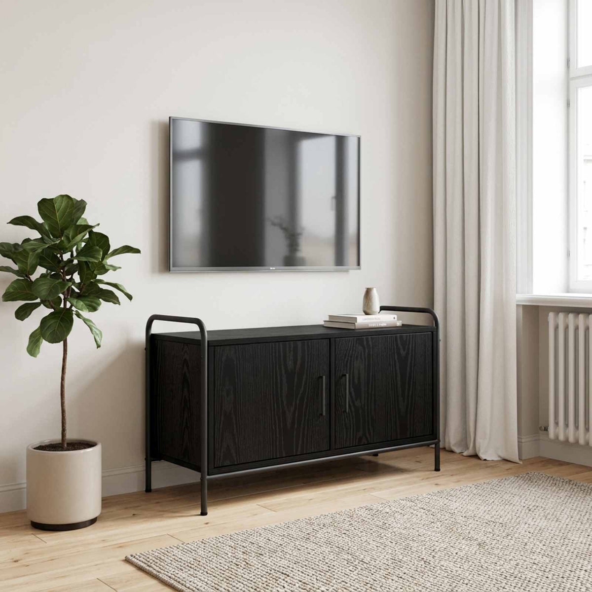 TV Cabinet 79.5 x 33 x 50 cm Black Oak Engineered Wood