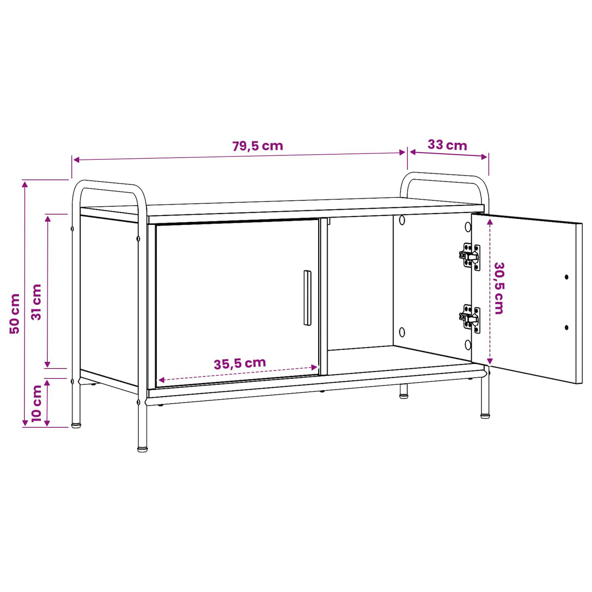 TV Cabinet 79.5 x 33 x 50 cm Sonoma Oak Engineered Wood