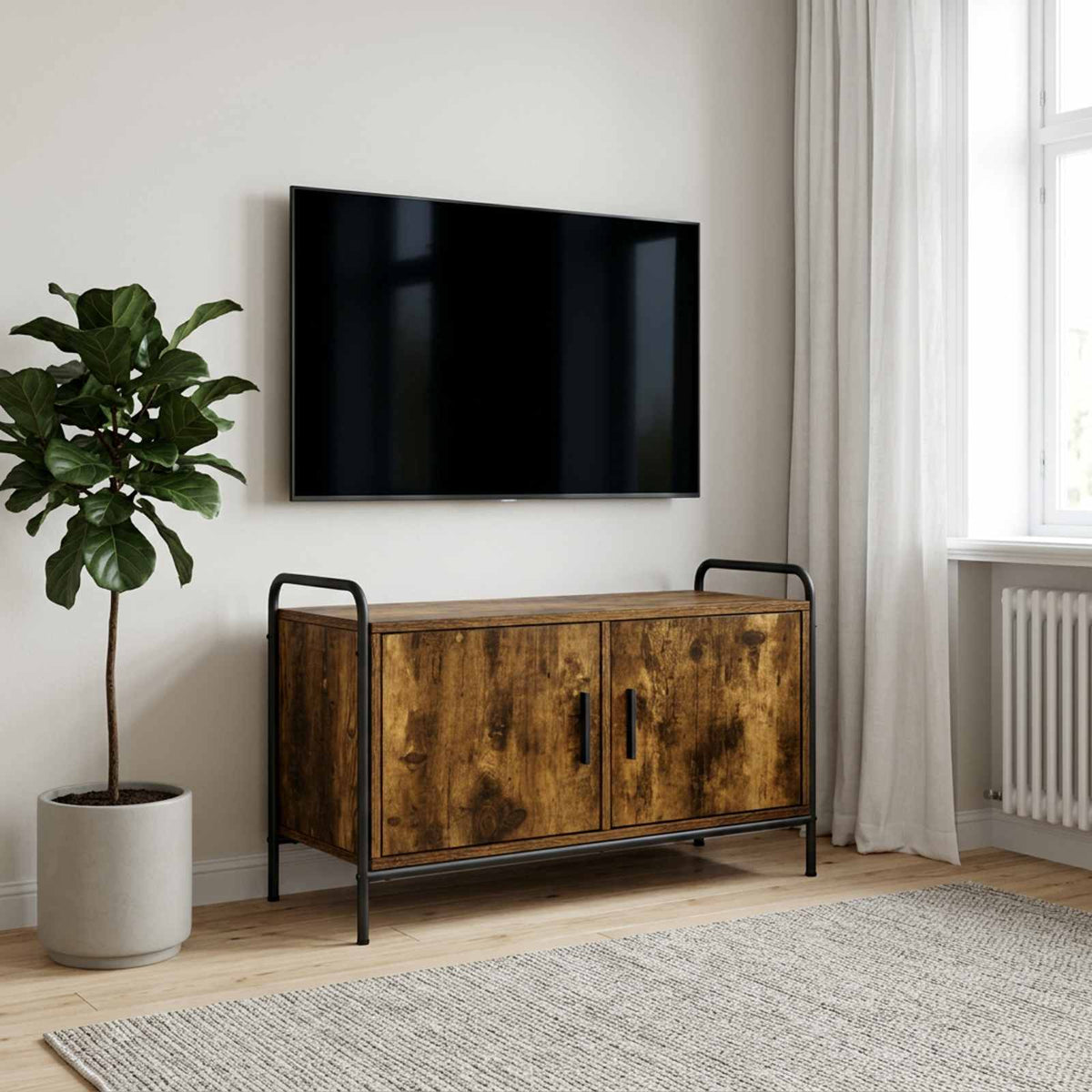 TV Cabinet 79.5 x 33 x 50 cm Smoked Oak Engineered Wood