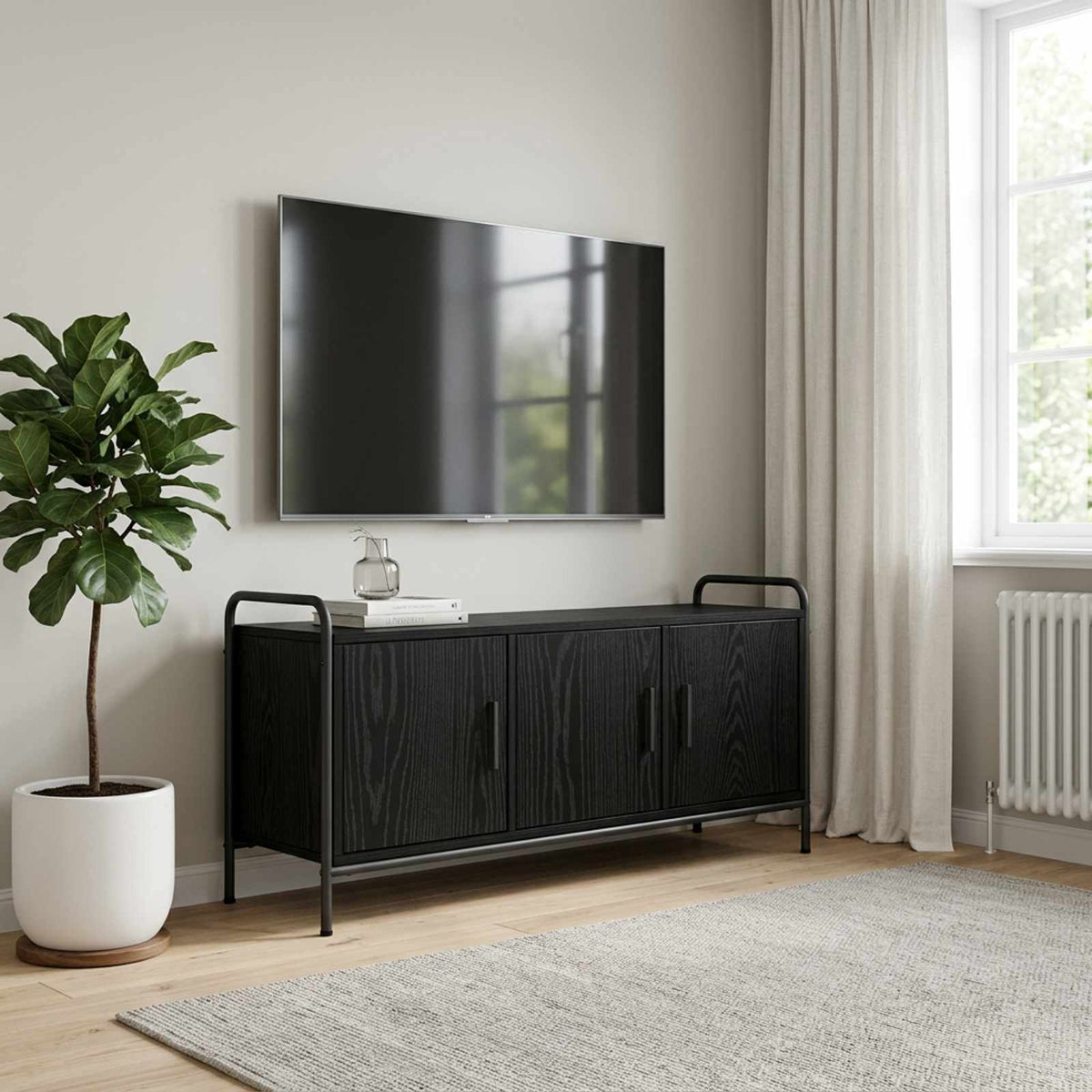 TV Cabinet 99 x 33 x 50 cm Black Oak Engineered Wood
