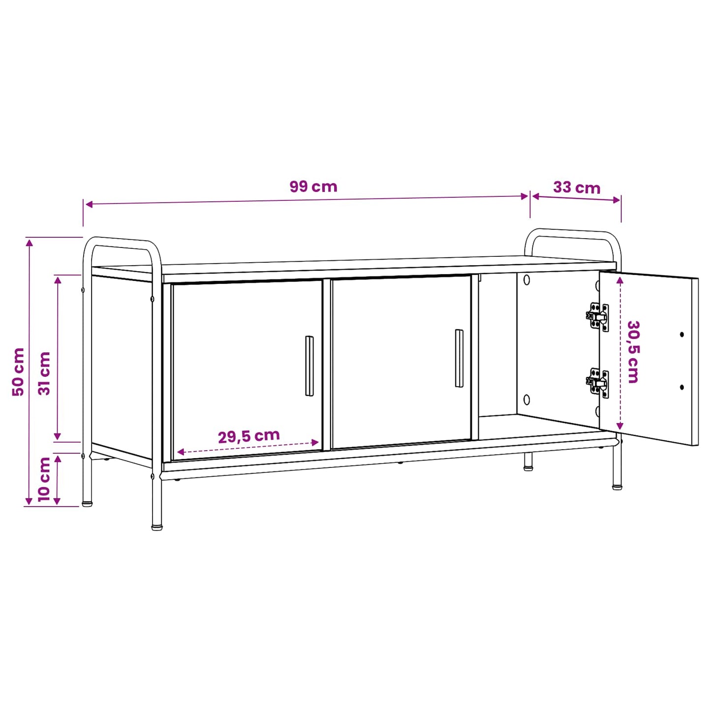 TV Cabinet 99 x 33 x 50 cm Black Oak Engineered Wood