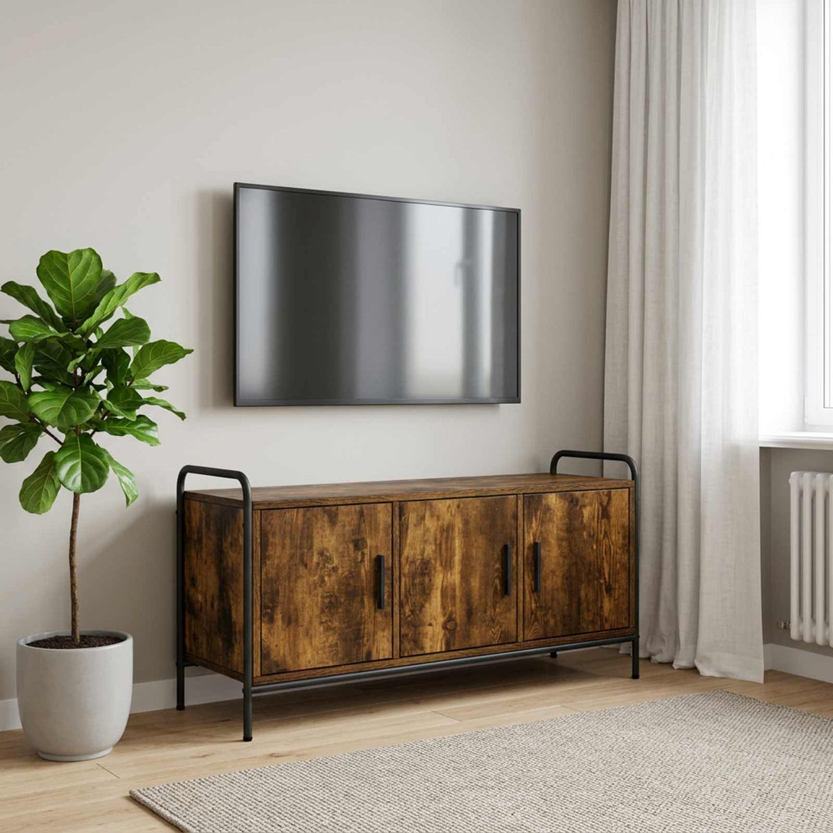 TV Cabinet 99 x 33 x 50 cm Smoked Oak Engineered Wood