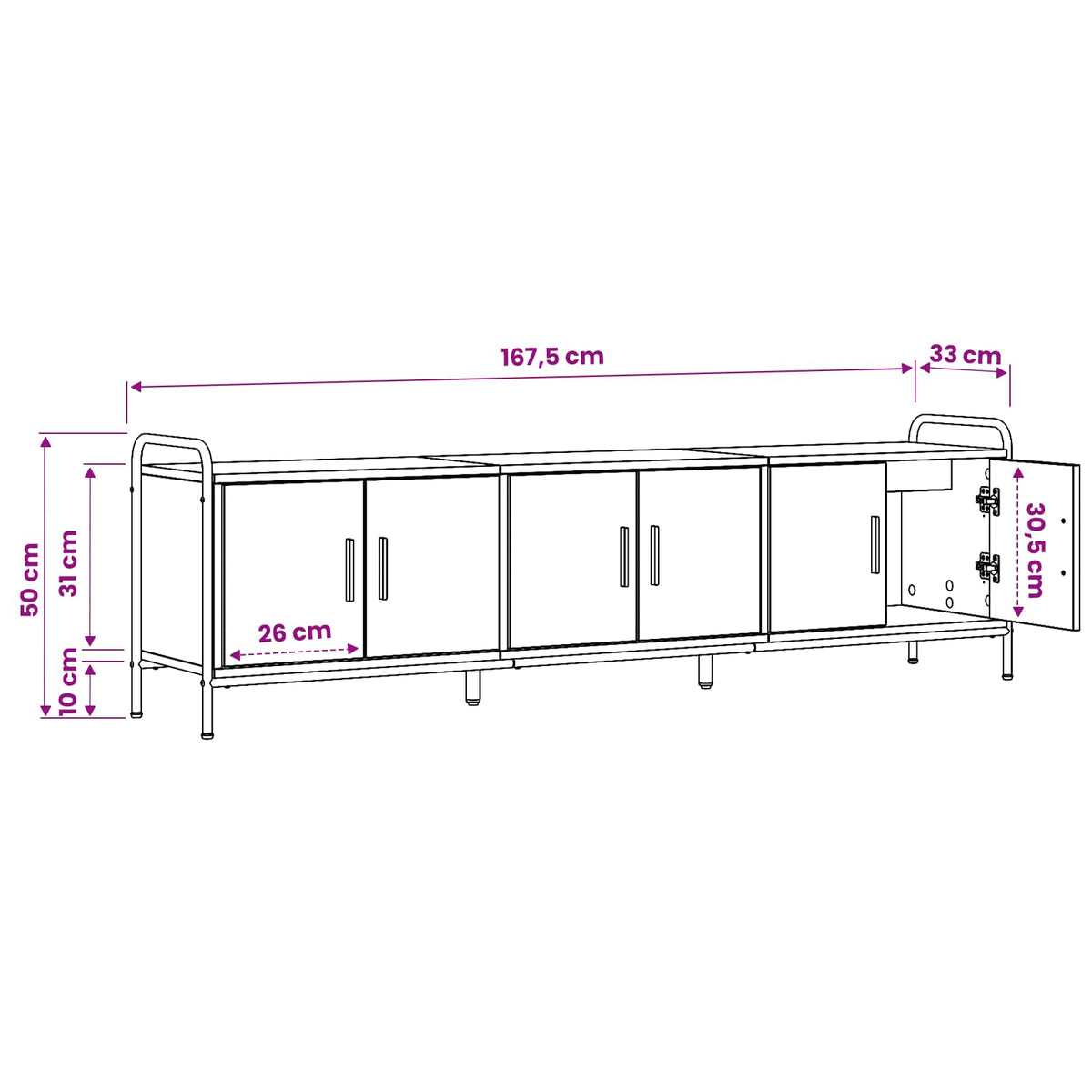 TV Cabinet 167.5 x 33 x 50 cm Black Oak Engineered Wood