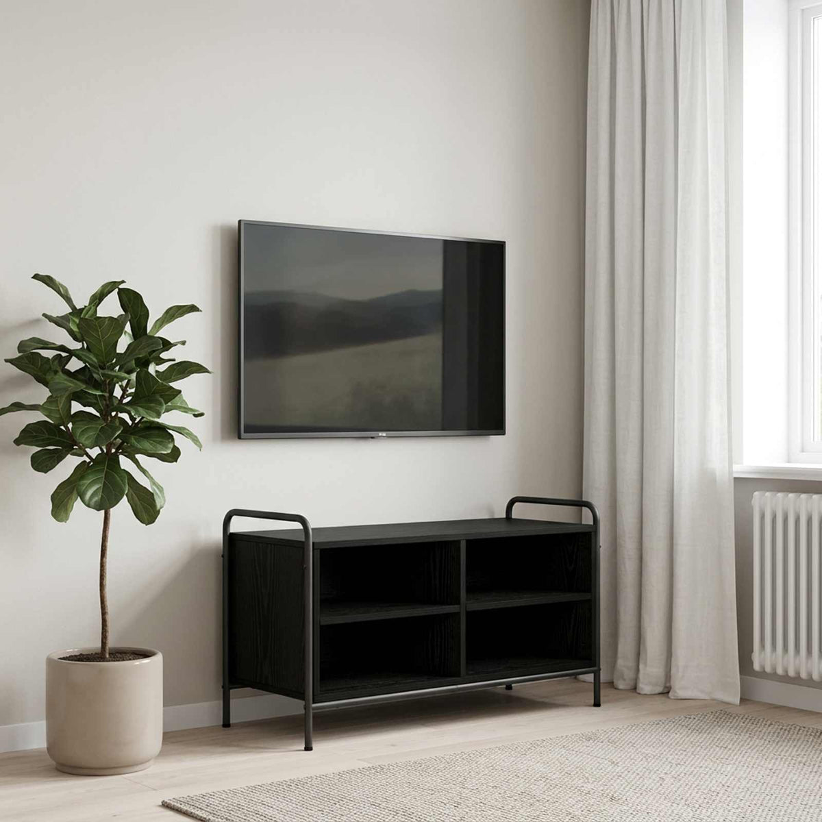 TV Cabinet 80 x 39.5 x 50 cm Black Oak Engineered Wood
