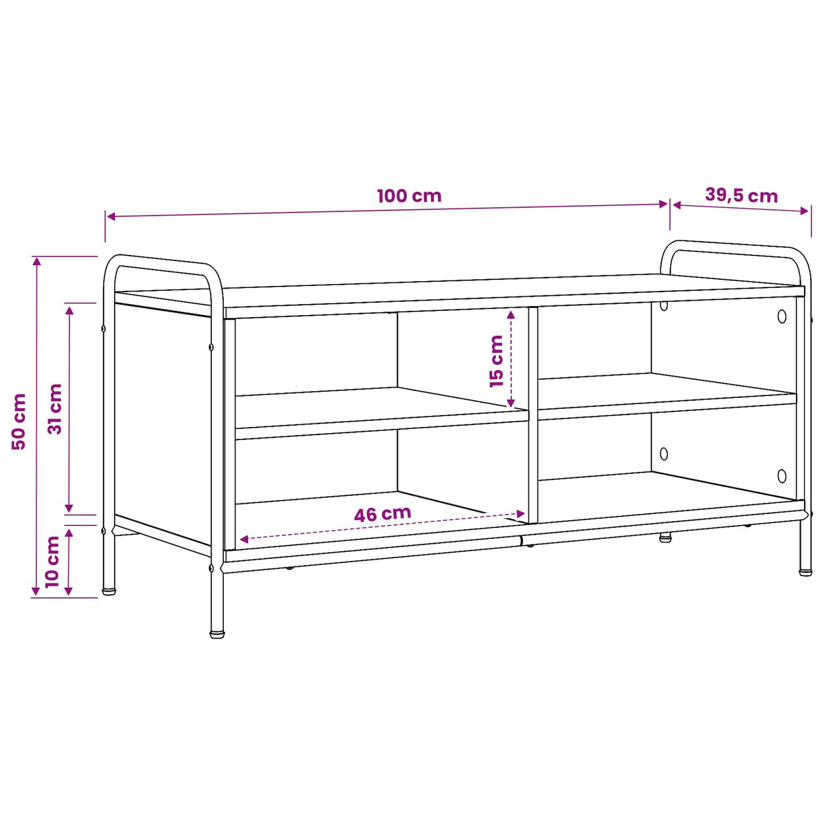 TV Cabinet 100 x 39.5 x 50 cm Black Oak Engineered Wood