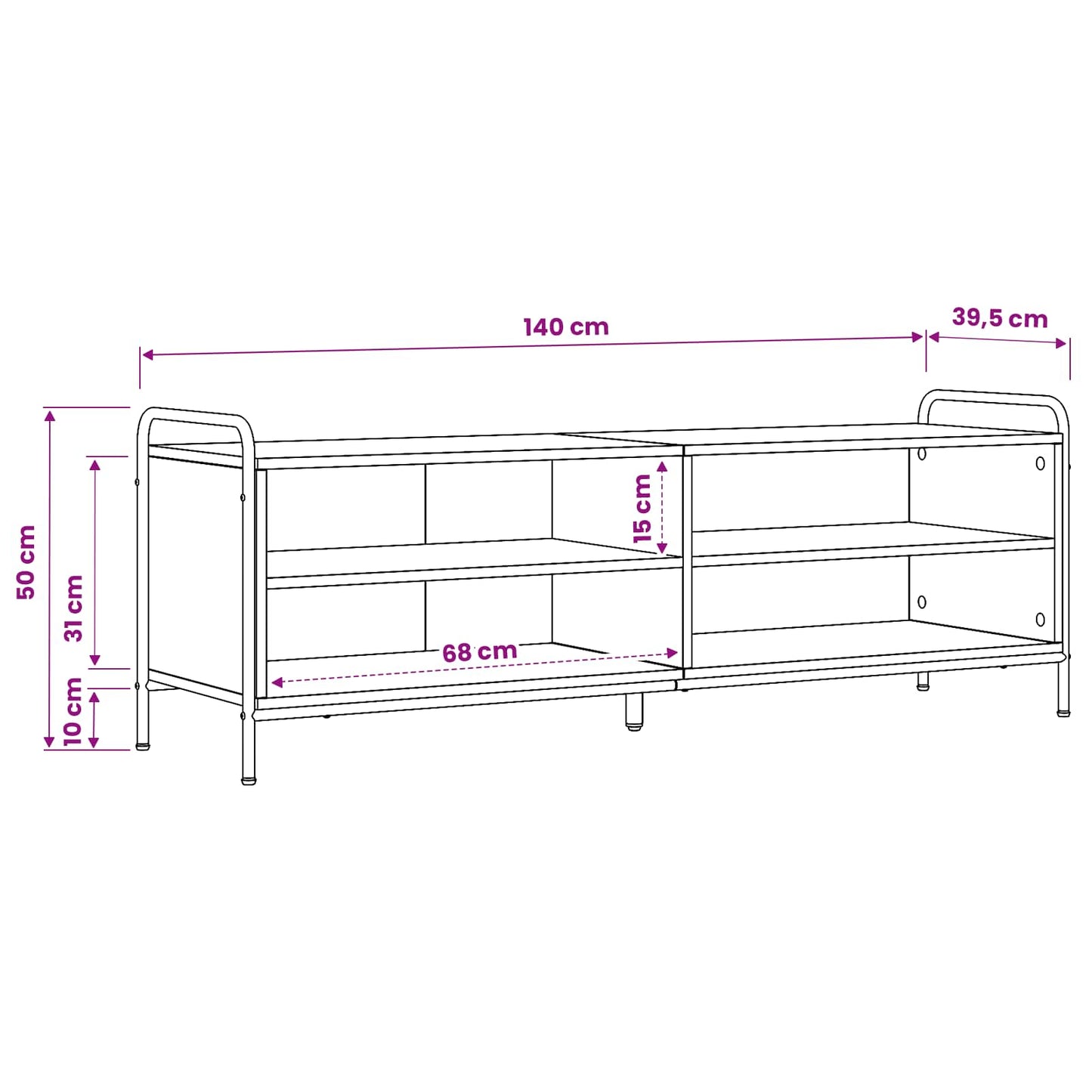 TV Cabinet 140 x 39.5 x 50 cm Black Oak Engineered Wood