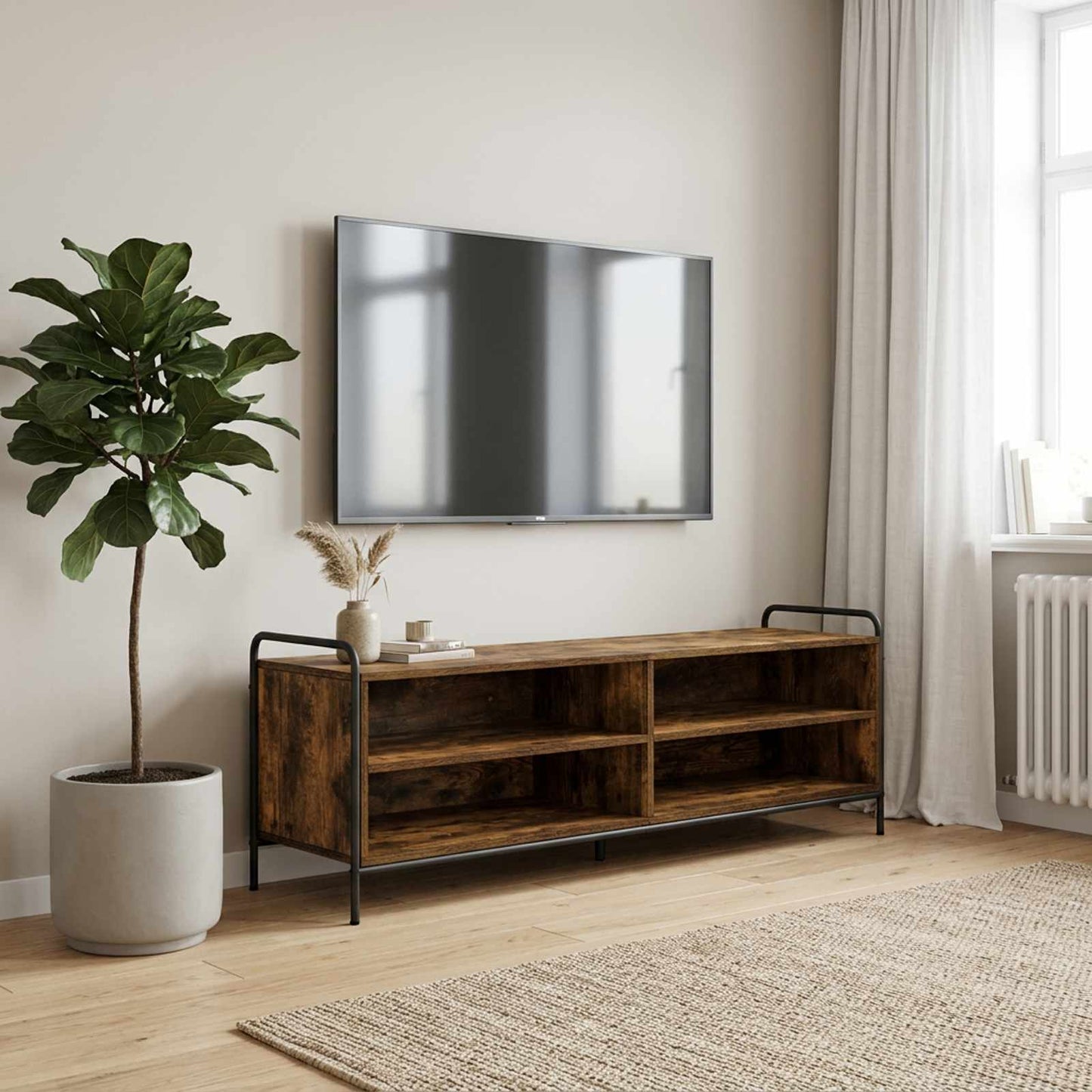 TV Cabinet 140 x 39.5 x 50 cm Smoked Oak Engineered Wood