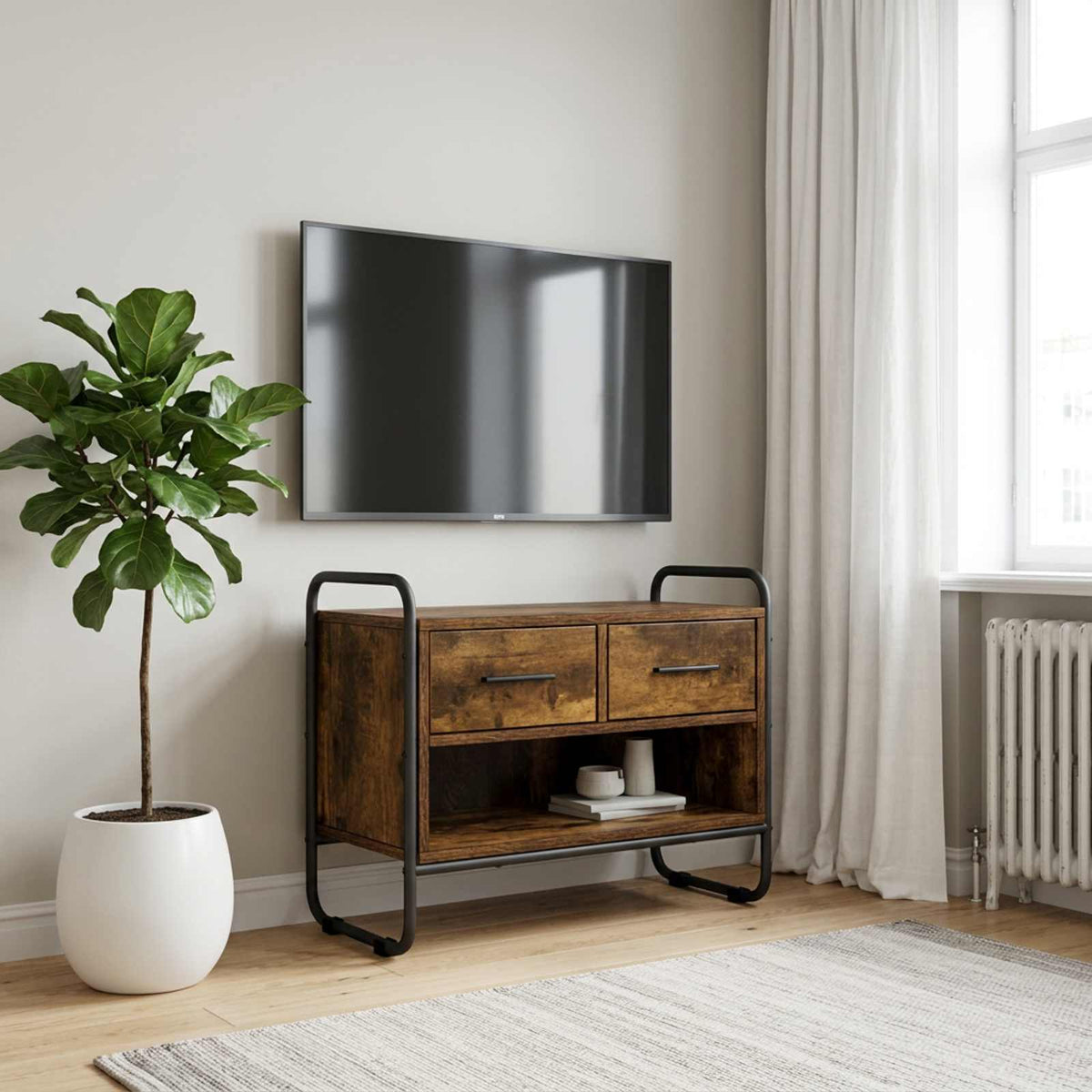 TV Cabinet 60 x 30 x 50 cm Smoked Oak Engineered Wood