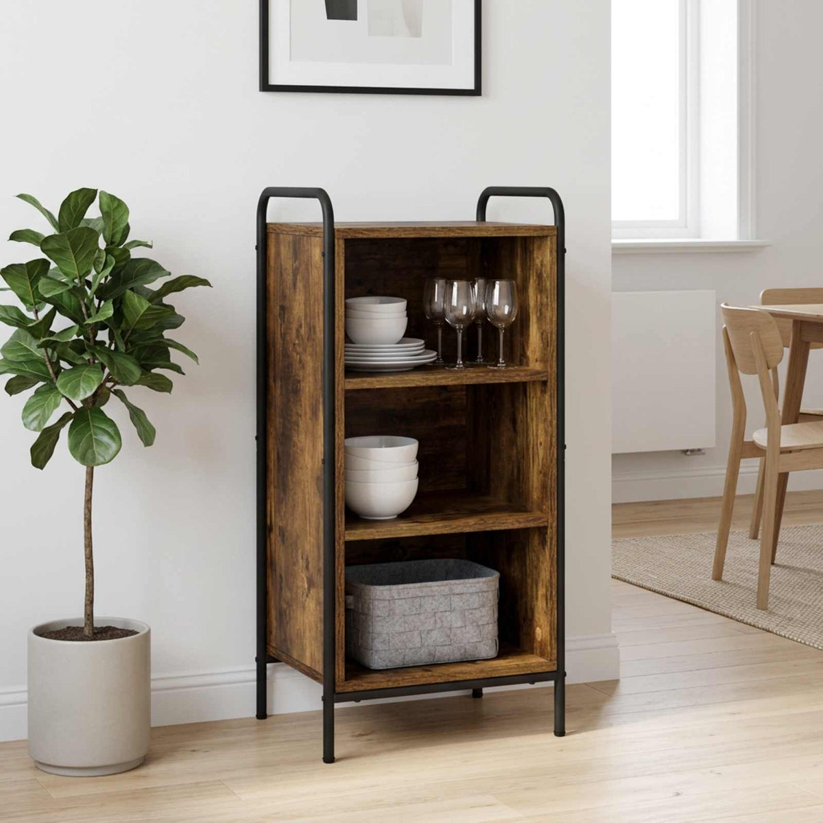 Sideboard Smoked Oak 40 x 33 x 80.5 cm Engineered Wood