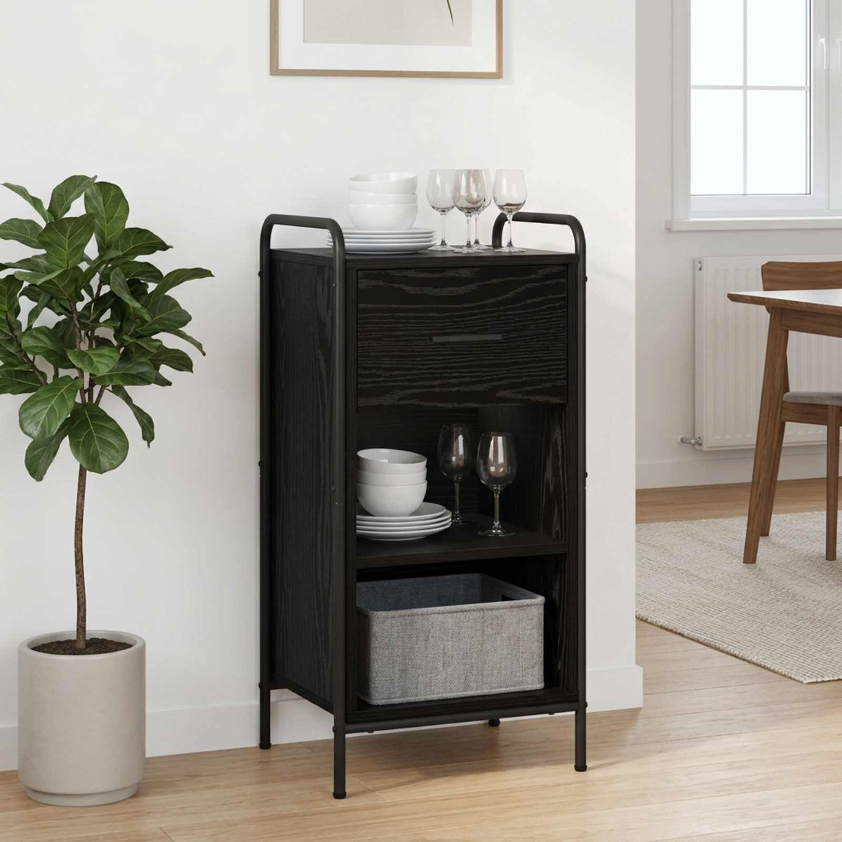 Sideboard Black Oak 40 x 33 x 80.5 cm Engineered Wood