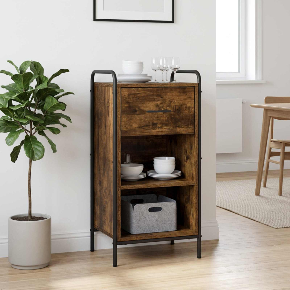 Sideboard Smoked Oak 40 x 33 x 80.5 cm Engineered Wood