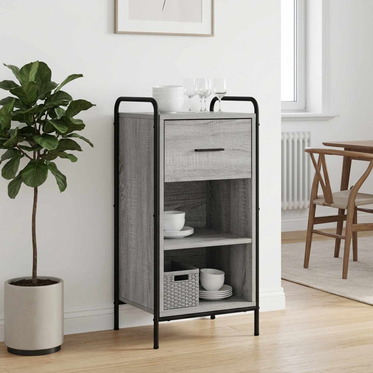 Sideboard Grey Sonoma 40 x 33 x 80.5 cm Engineered Wood