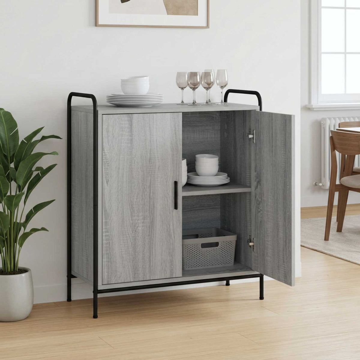 Sideboard Grey Sonoma 73 x 33 x 81 cm Engineered Wood