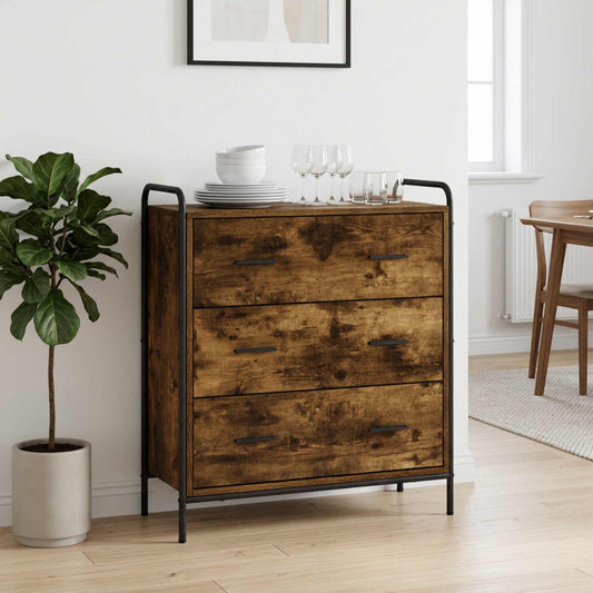 Sideboard Smoked Oak 73 x 33 x 81 cm Engineered Wood