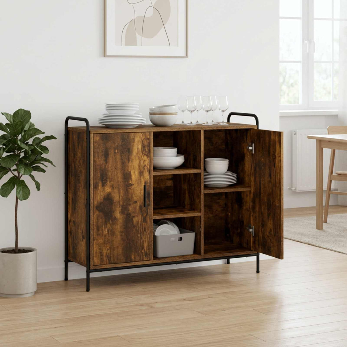 Sideboard Smoked Oak 98.5 x 33 x 81 cm Engineered Wood