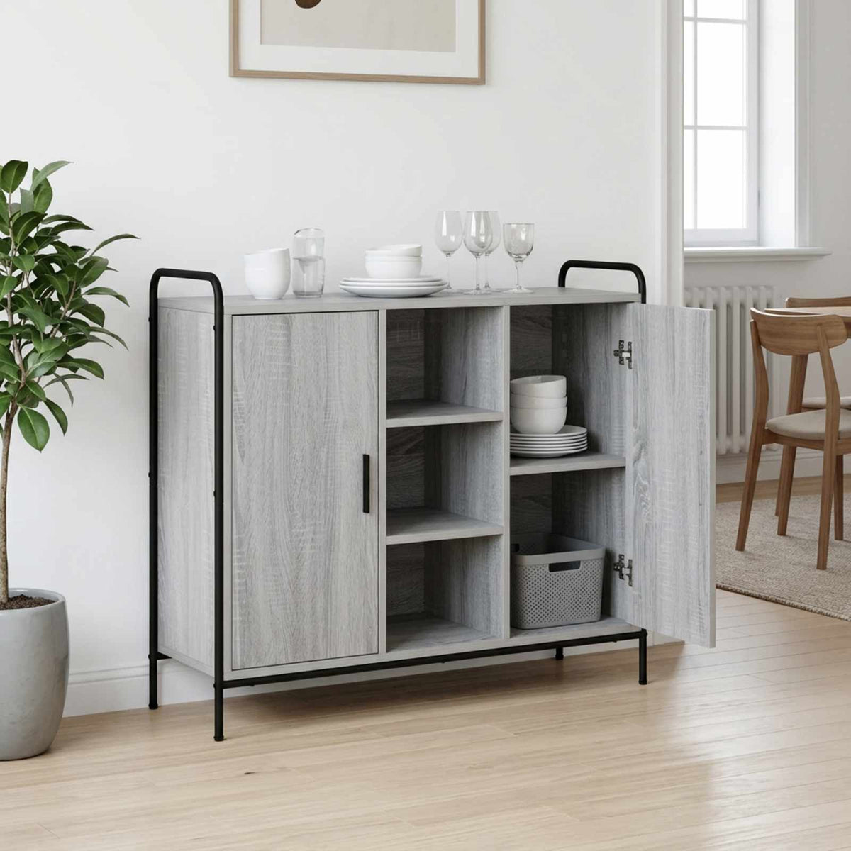 Sideboard Grey Sonoma 98.5 x 33 x 81 cm Engineered Wood