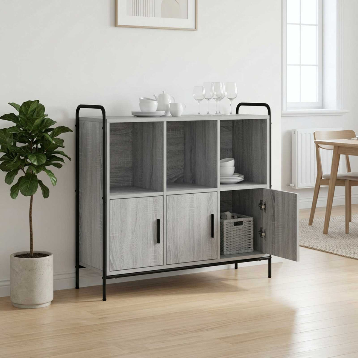 Sideboard Grey Sonoma 97 x 33 x 81 cm Engineered Wood