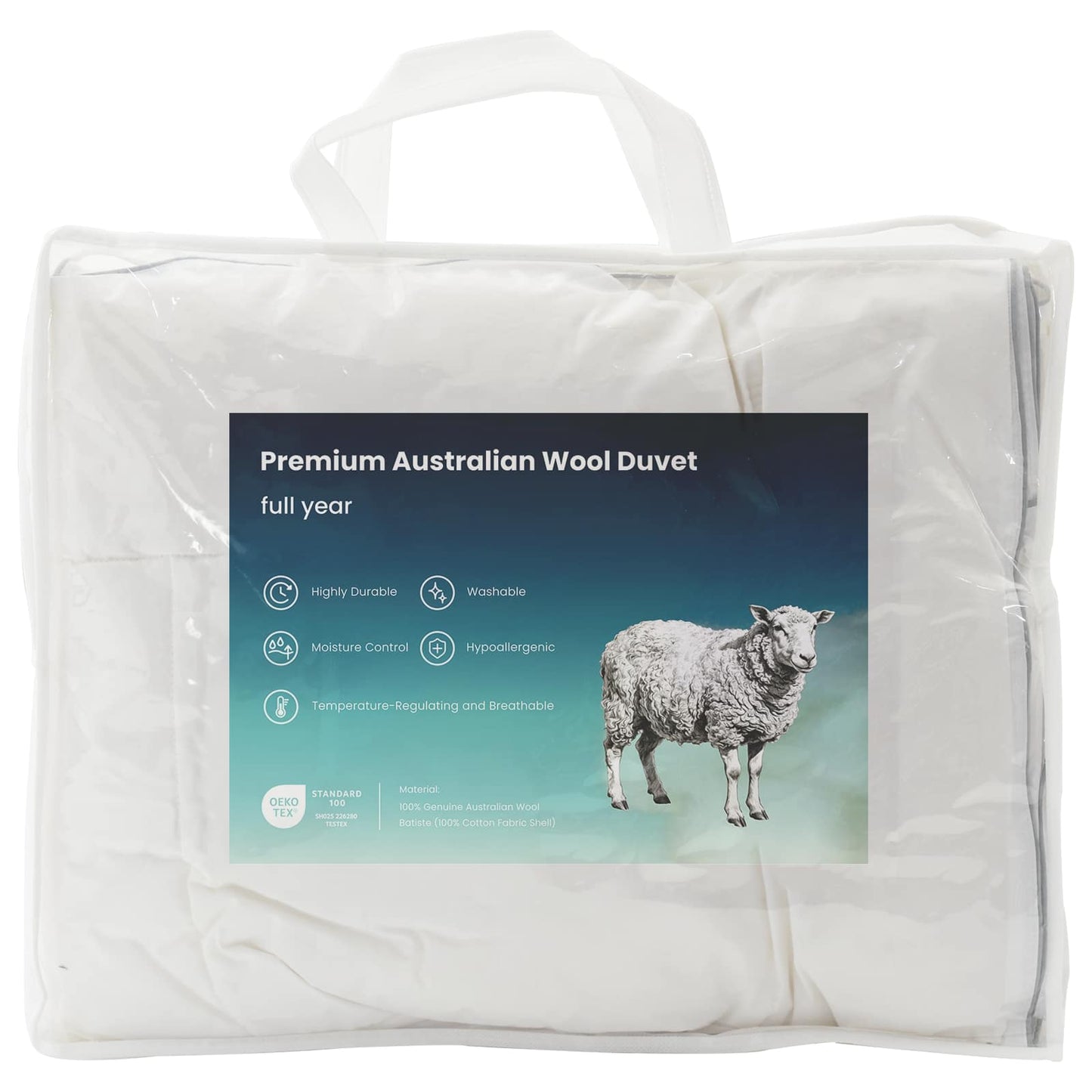 Duvet TRIER 150x200 cm 4 Seasons 220 GSM 100% Australian Wool