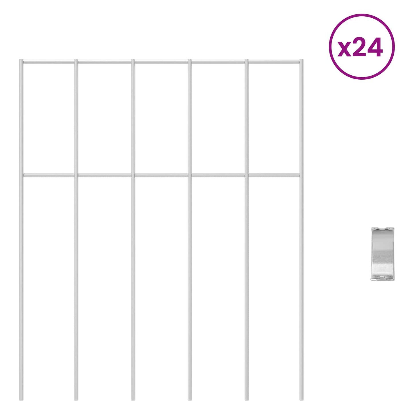 Garden Fence Panel 24 pcs Galvanised Steel Silver