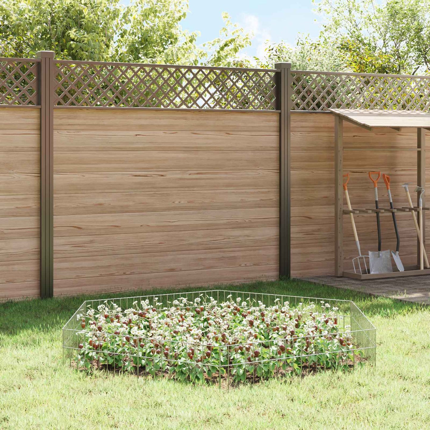 Garden Fence Panel 12 pcs Galvanised Steel Silver