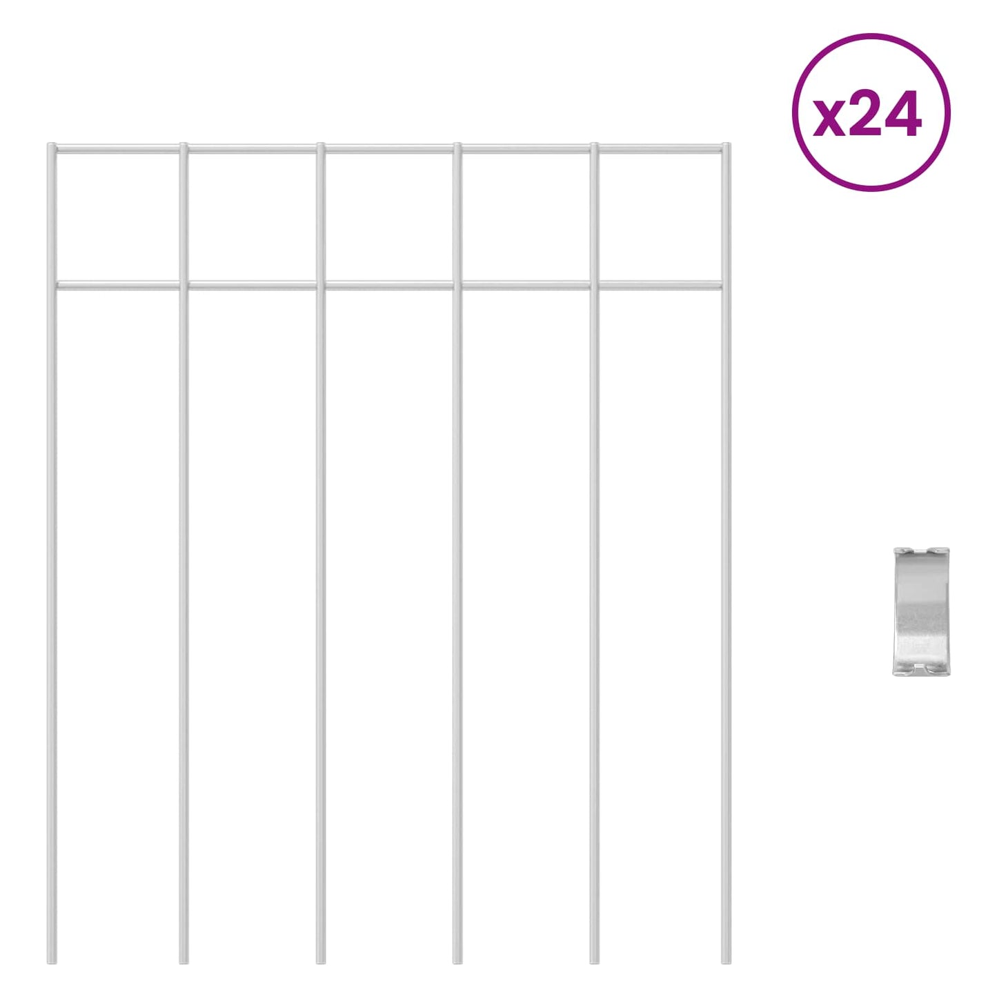 Garden Fence Panel 24 pcs Galvanised Steel Silver