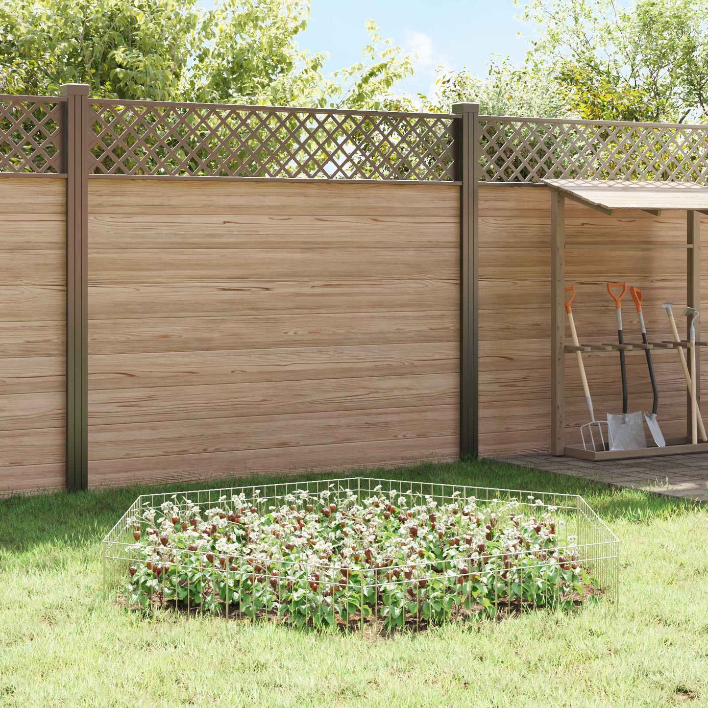 Garden Fence Panel 48 pcs Galvanised Steel Silver