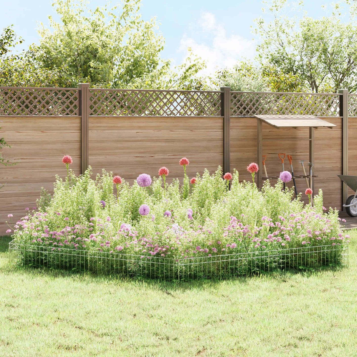 Garden Fence Panel 12 pcs Galvanised Steel Silver