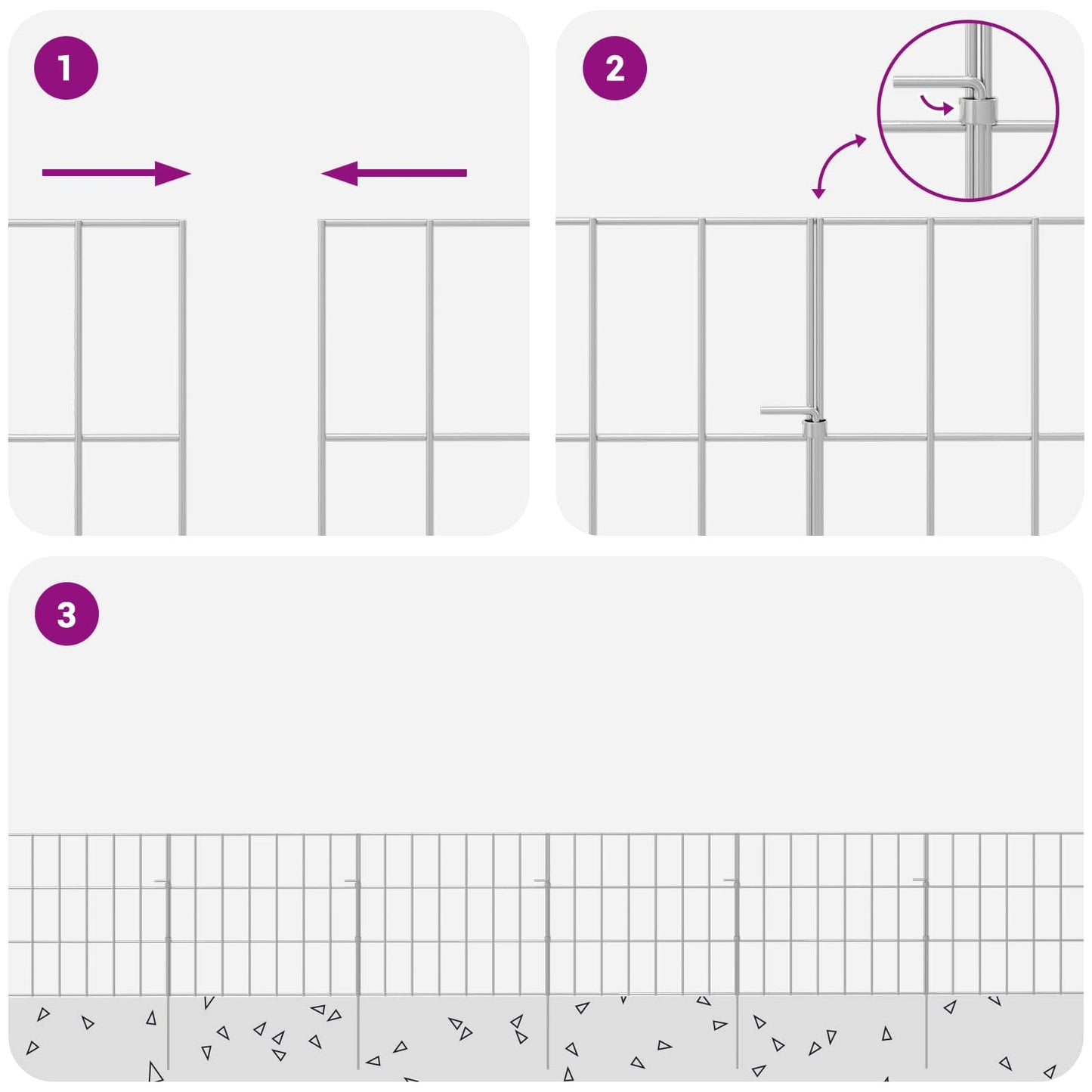 Garden Fence with Stakes 12 pcs 35 x 30 cm Mesh Silver