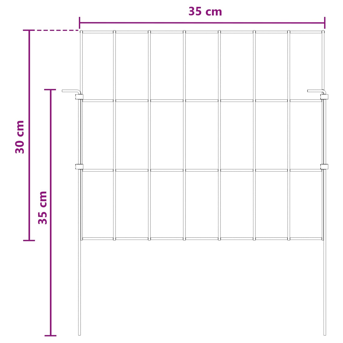 Garden Fence with Stakes 12 pcs 35 x 30 cm Mesh Silver