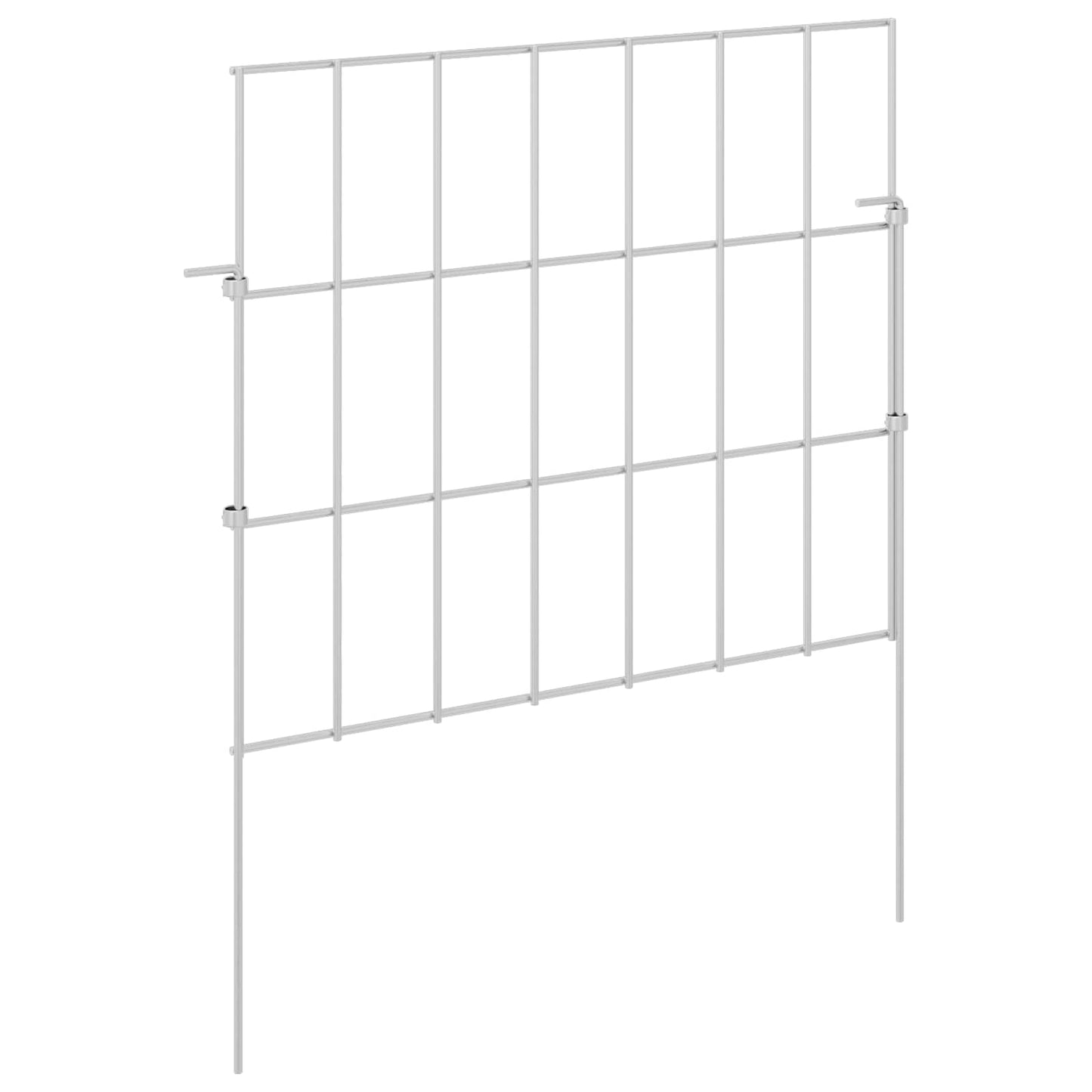 Garden Fence with Stakes 24 pcs 35 x 30 cm Mesh Silver