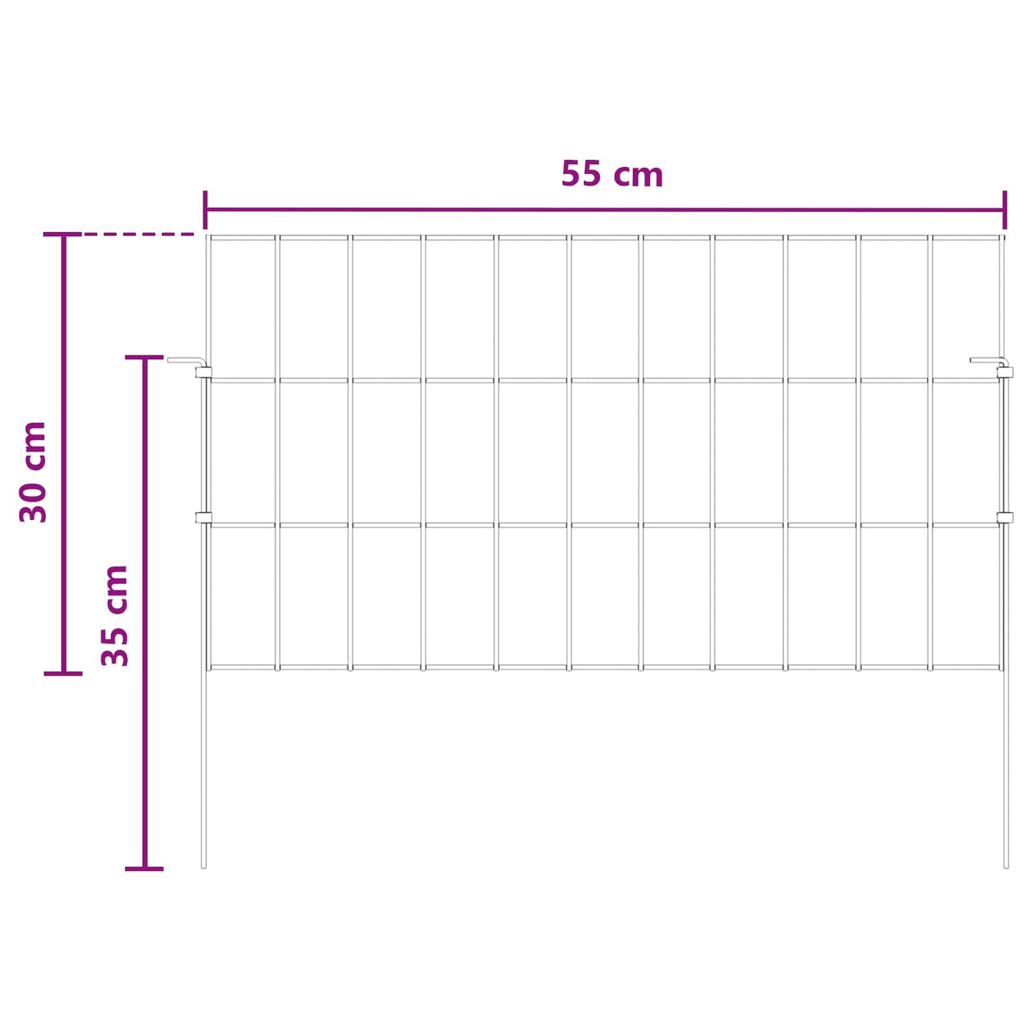 Garden Fence with Stakes 24 pcs 55 x 30 cm Mesh Silver